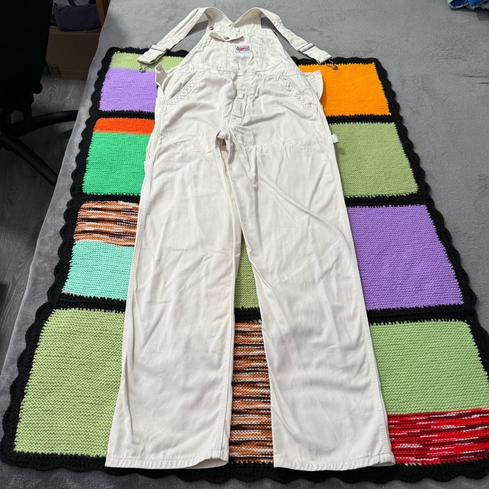 Vintage IKEDA Overall Bib Cargo Carpenter 34x30 Color Cream